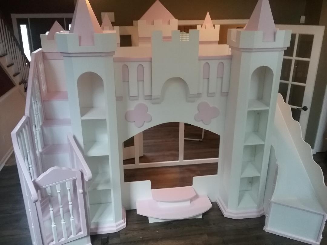 princess castle bed with slide and stairs